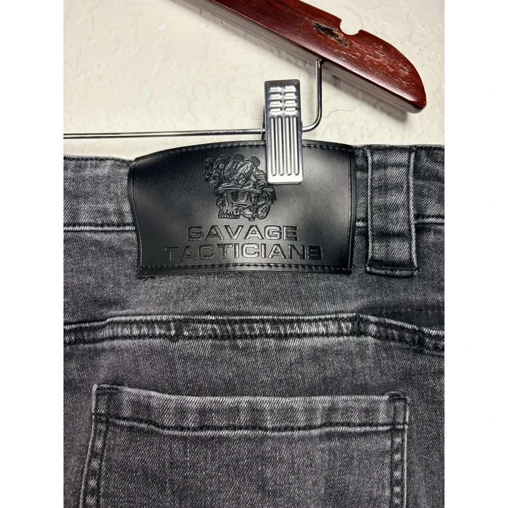 Savage Tacticians Jeans Mens 38x32 Stretch Workwear Tactical Extra Pockets, Blck